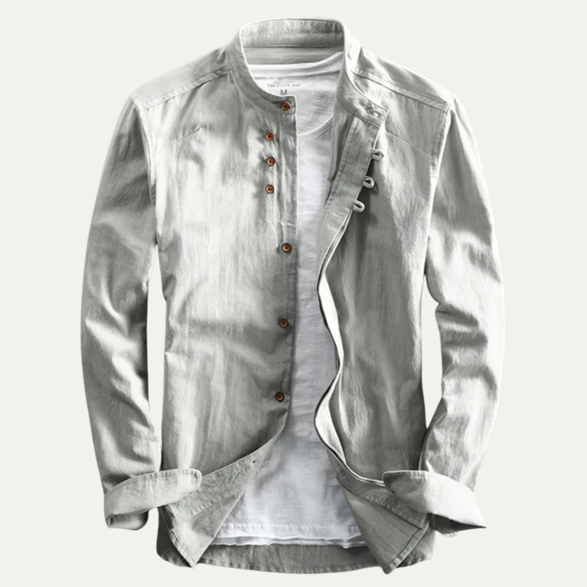 The Fairhill Men’s Japanese Style Linen Cotton Stand Collar Shirt