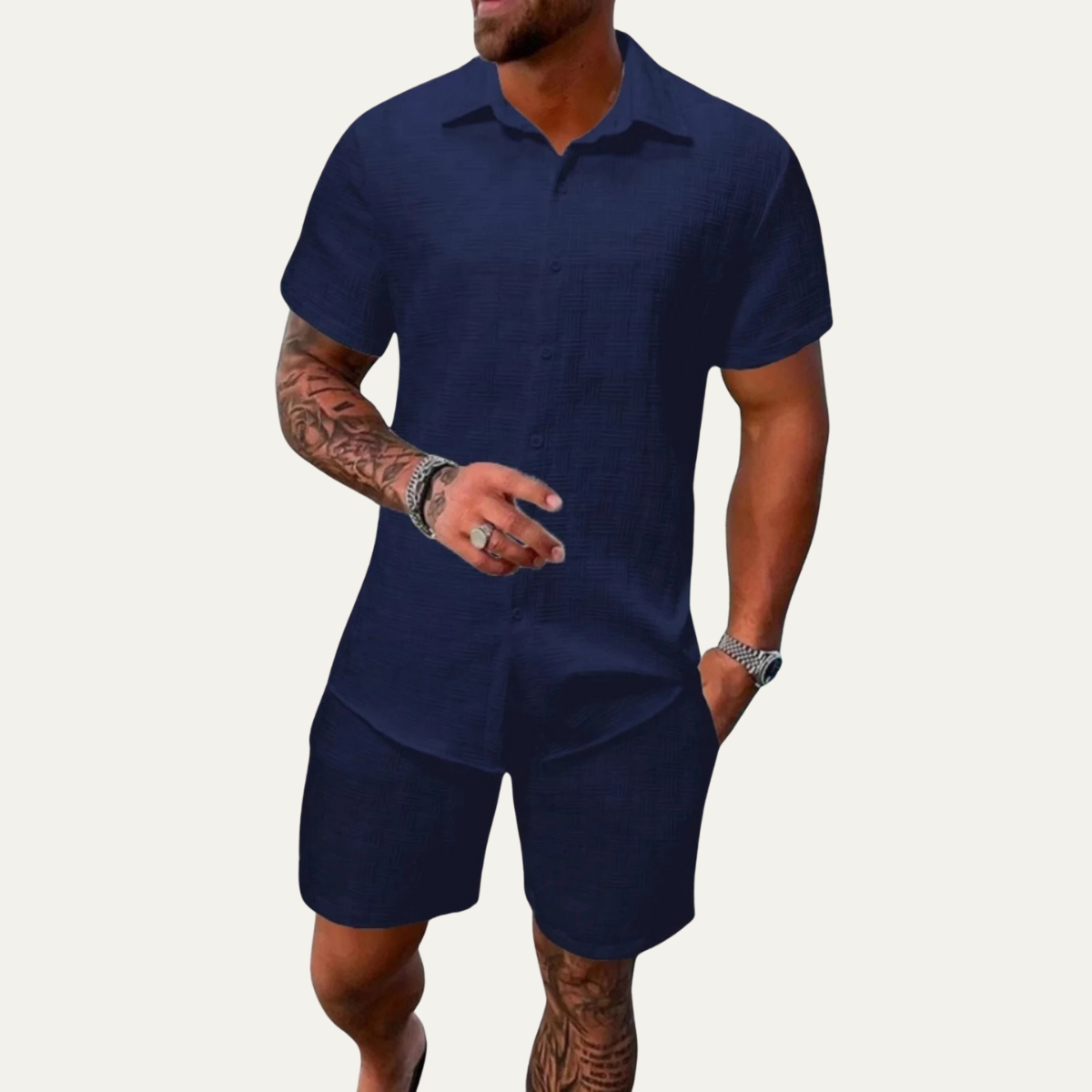 The Clearwater Men’s Casual Summer Button-Up Shirt & Shorts Set