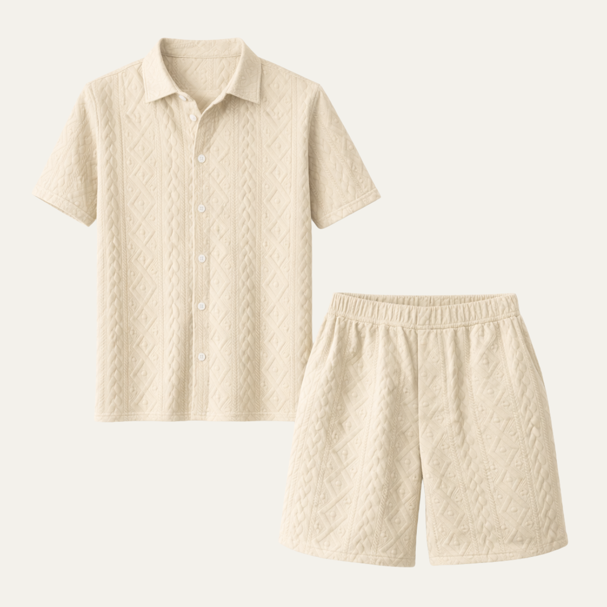 The Pinecrest Park Men’s Textured Casual Summer Set – Shirt & Shorts Set