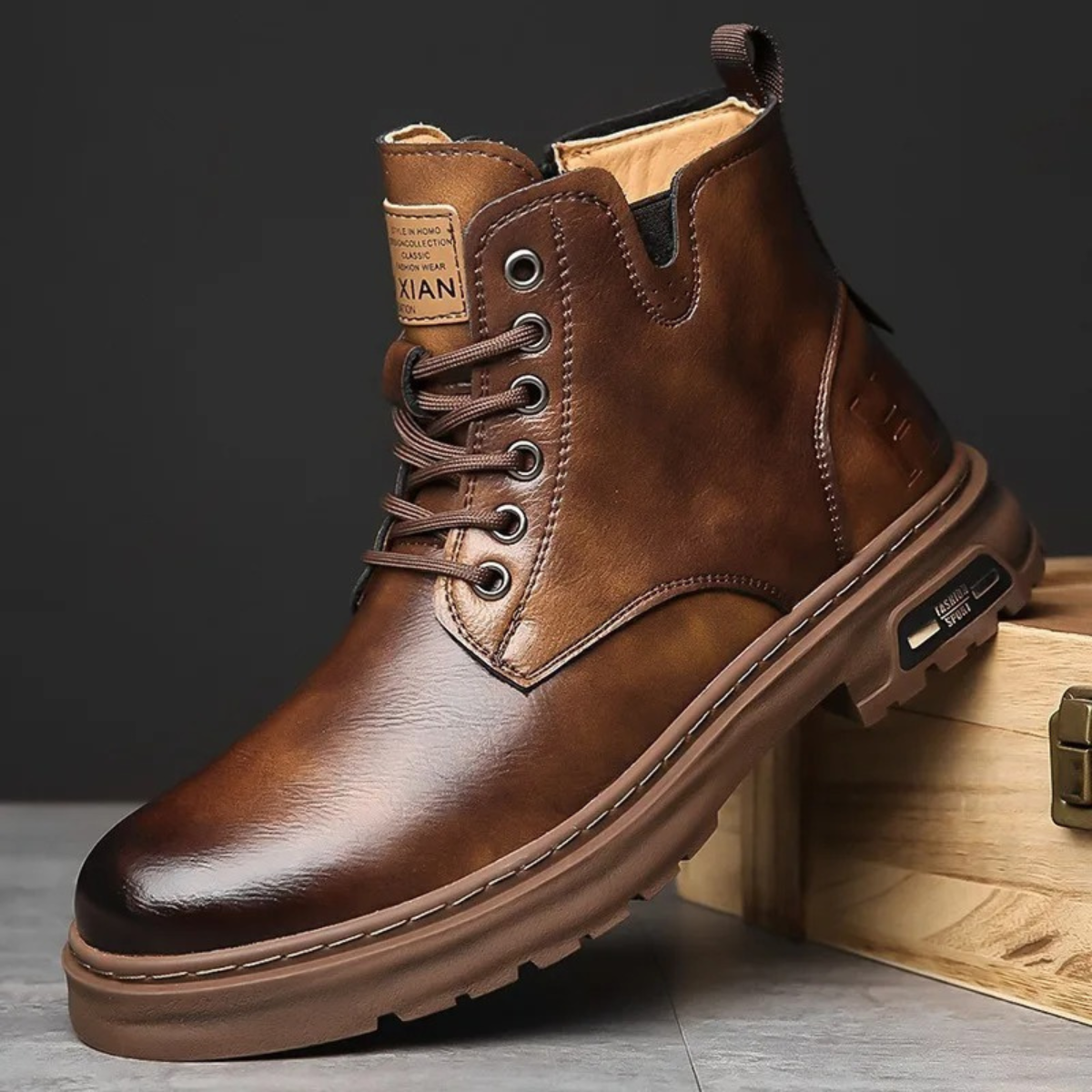 The Lipari Men’s Durable Non Slip Leather Ankle Boots