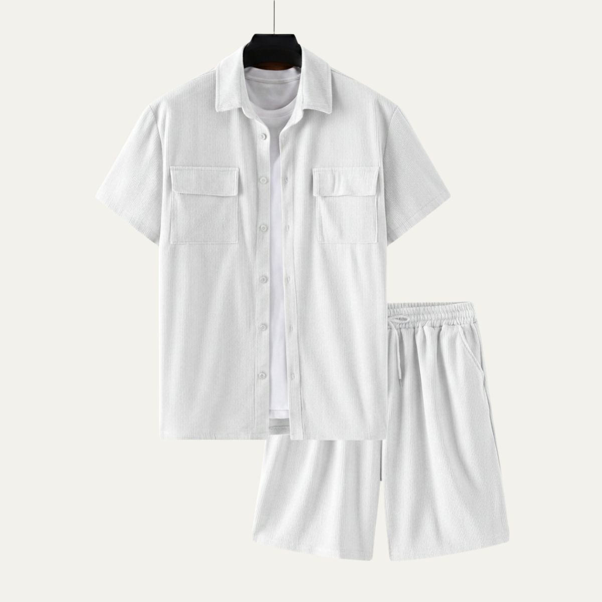 The Ridgecrest Park Men’s Corduroy Casual Summer Set – Shirt & Shorts