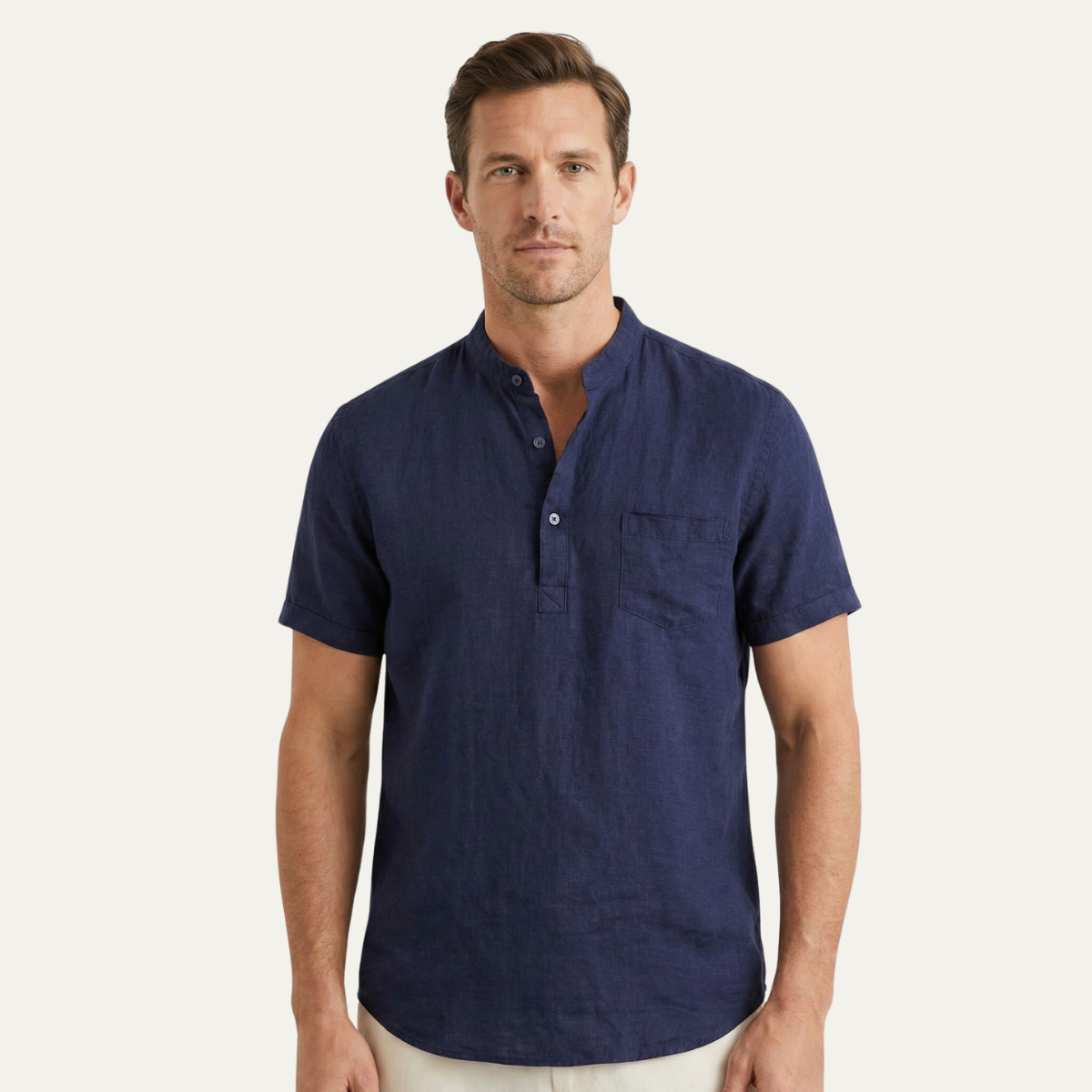 The Edinburgh Men’s Lightweight Cotton Linen Henley Shirt