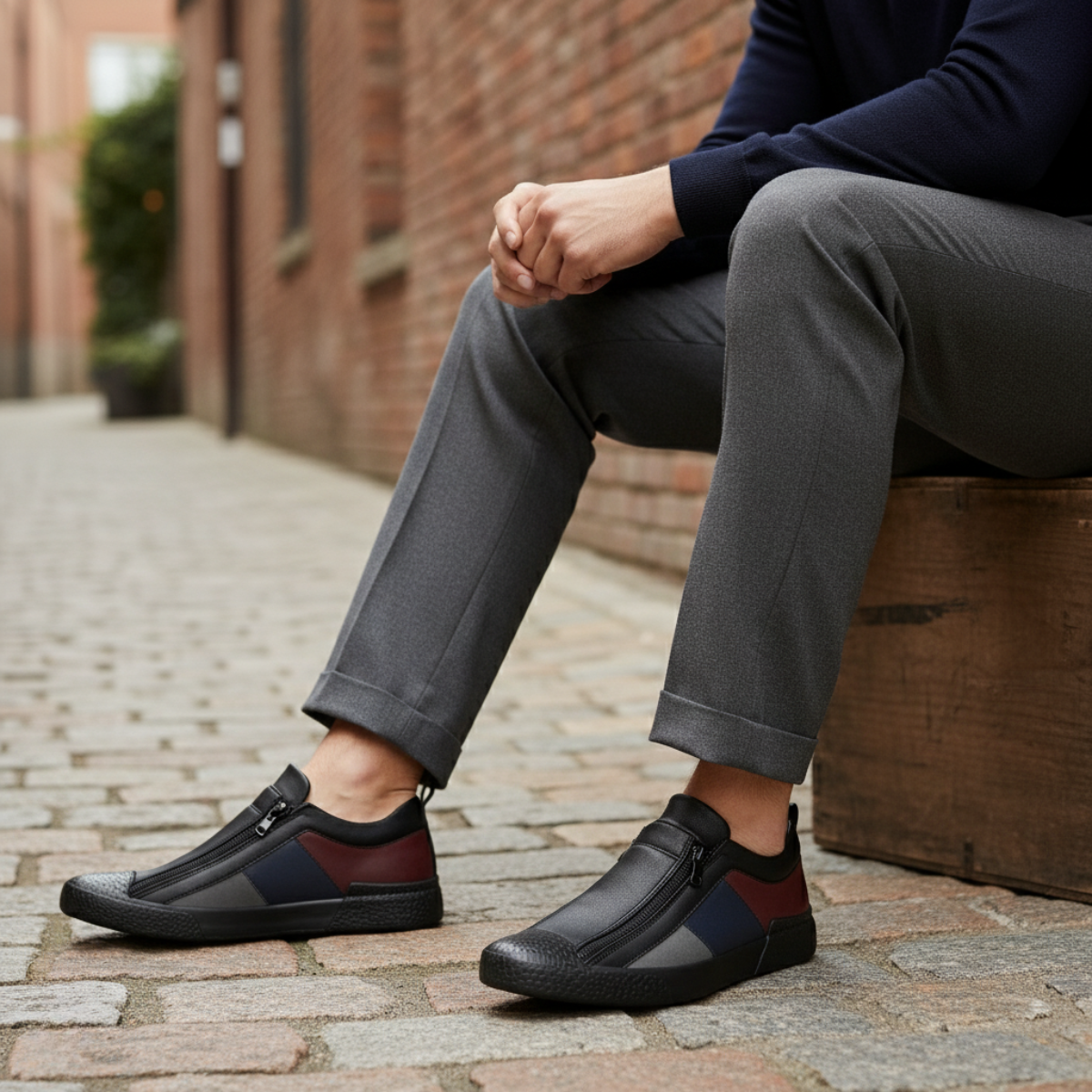 The Rome Men’s Leather Sneakers - Luxury Designer Shoes with Zip