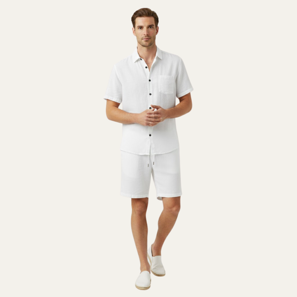The Glenhill Men’s Lightweight Summer Linen Set – Shirt & Shorts