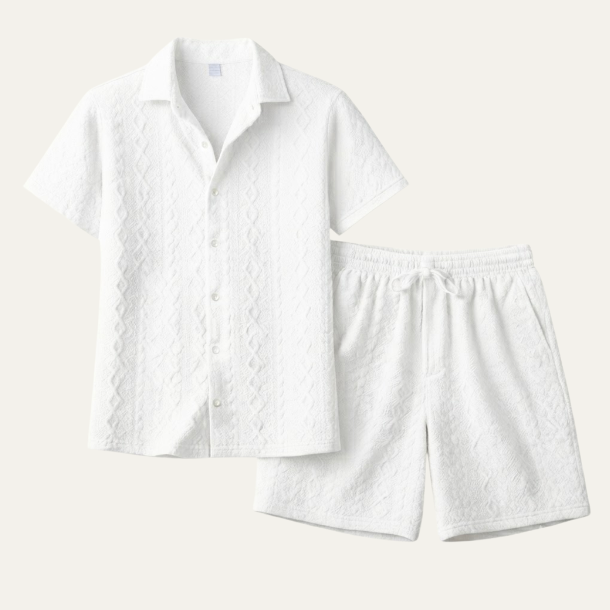 The Meadowridge Men’s Textured Summer Co-Ord Set Shirt & Shorts