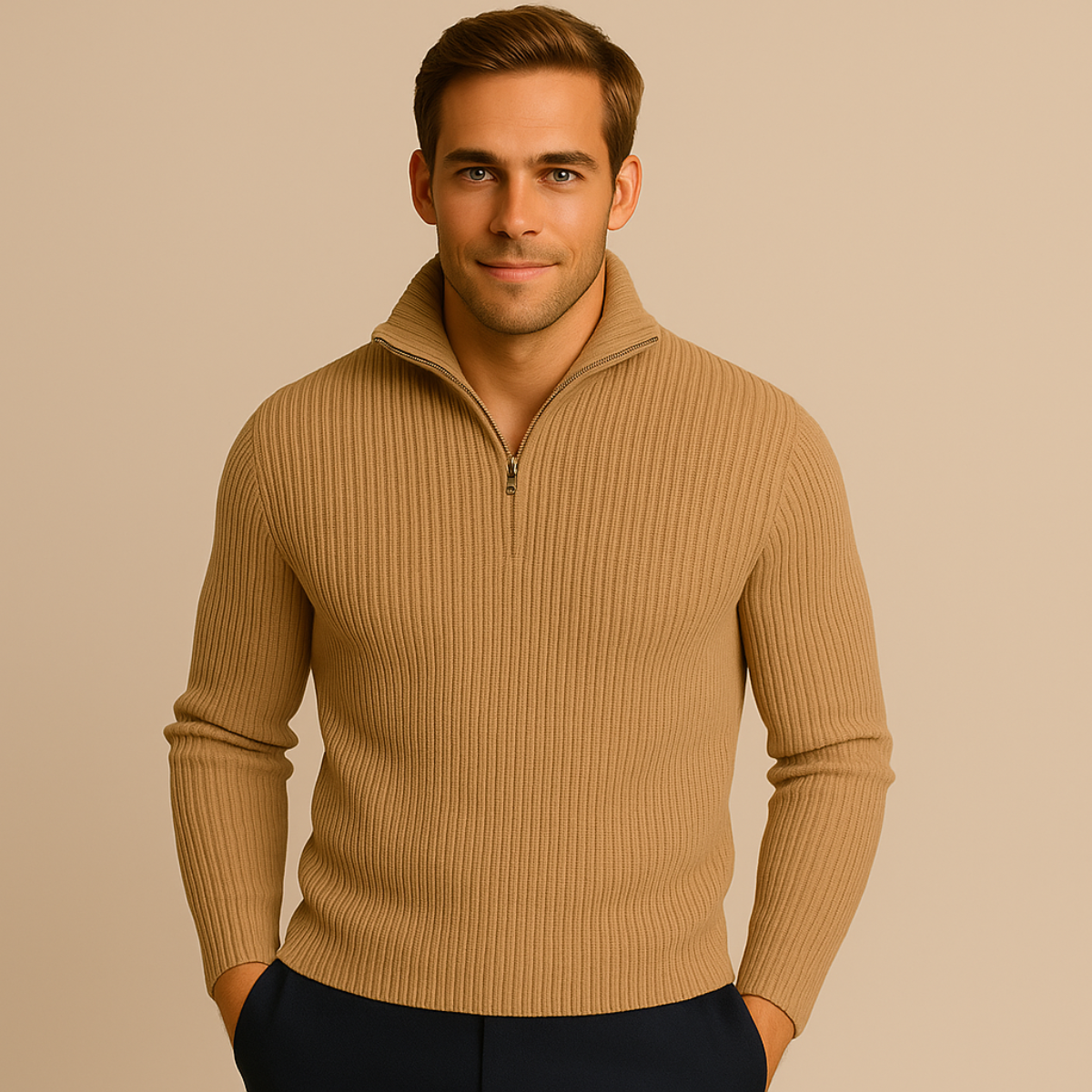 The Merino Knitted Quarter Zip Sweater