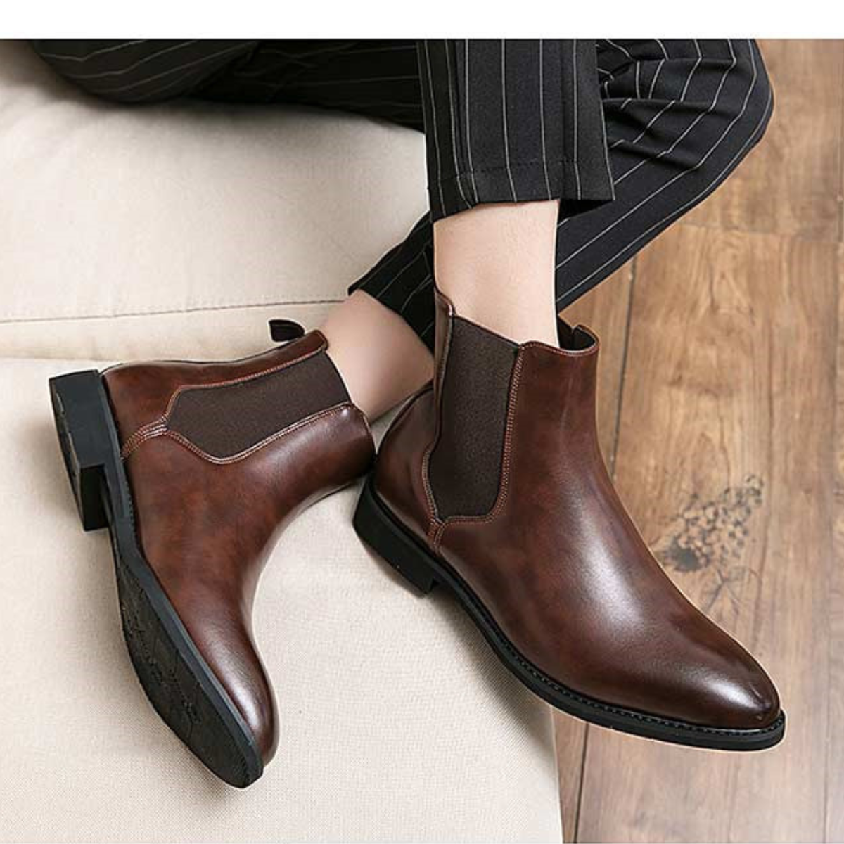 The Brookfall Men’s Elegant Leather Chelsea Dress Boots