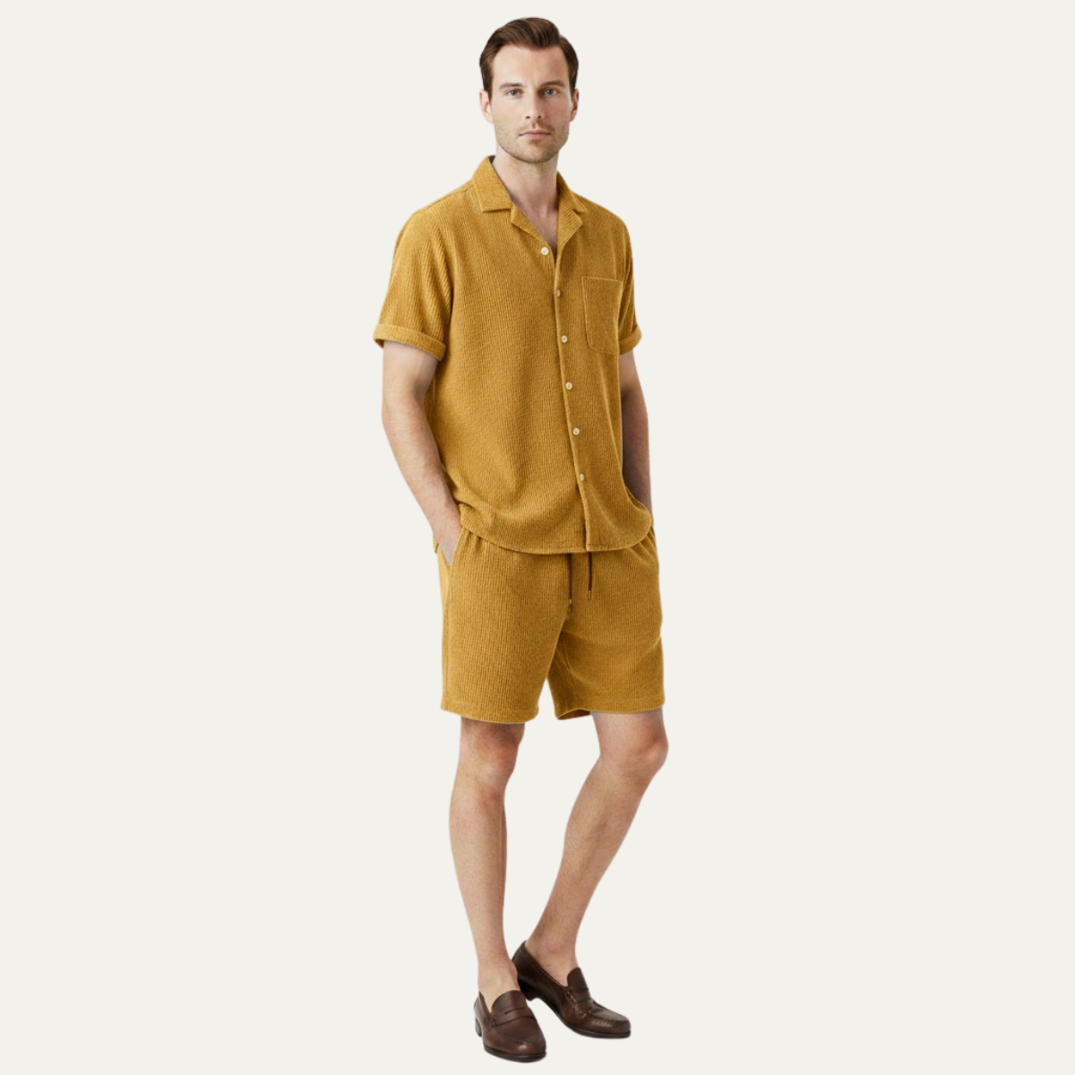 The Yorkminster Men’s Corduroy Summer Set – Shirt & Shorts