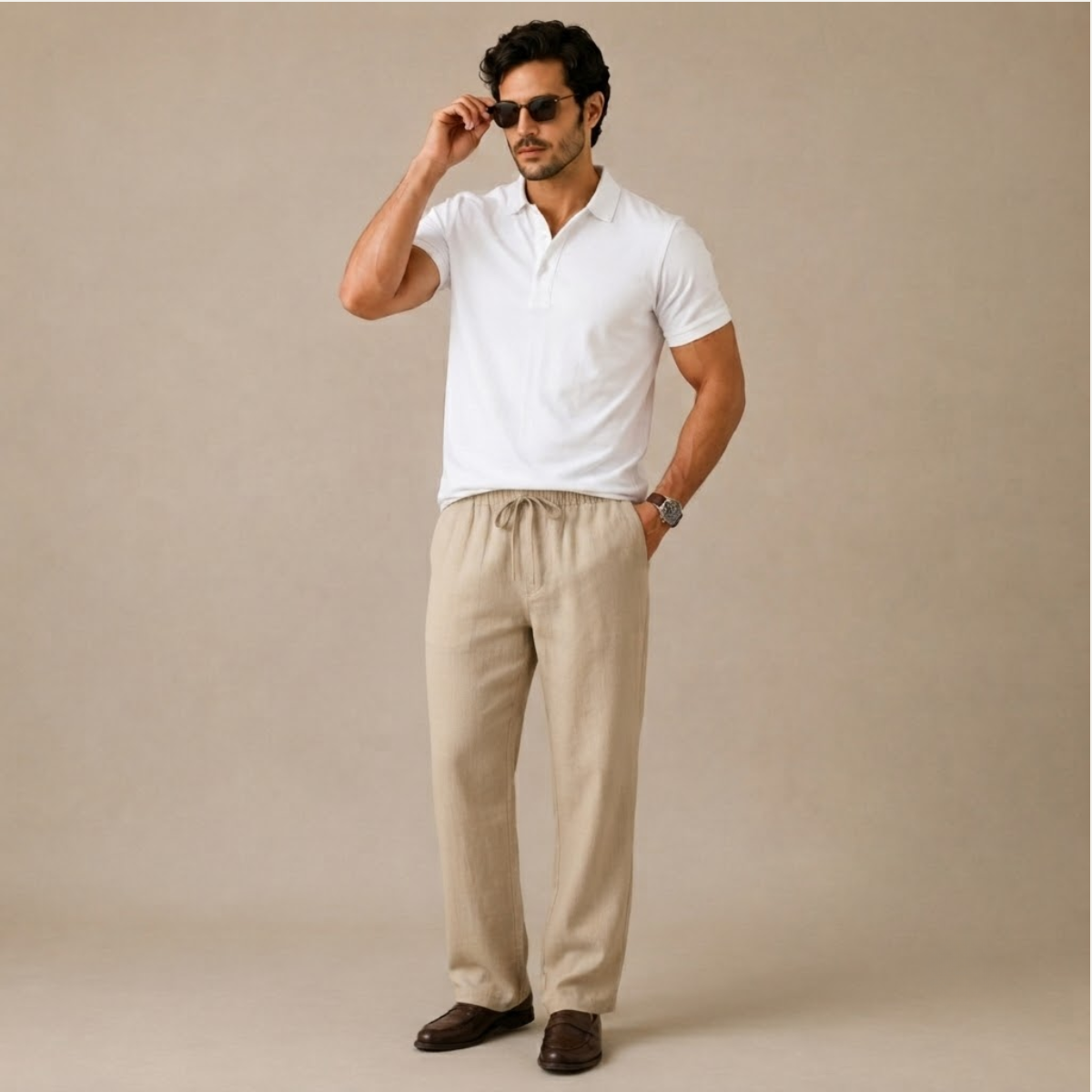 The Cedarhill Men’s Soft Linen Wide Leg Casual Pants