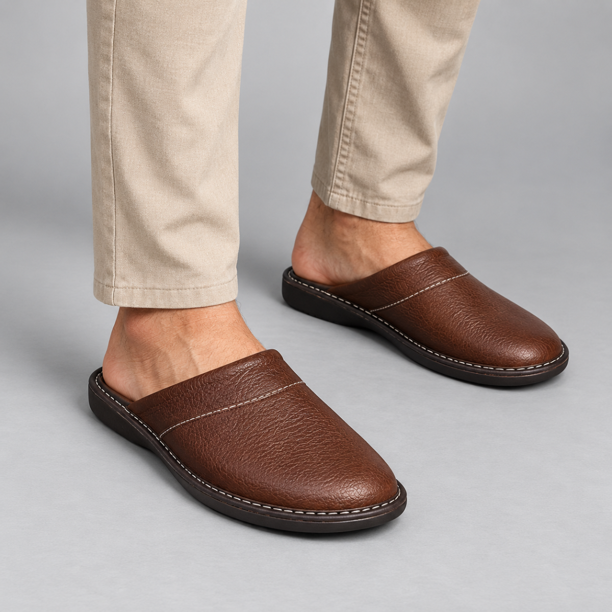 The Malvern Men's Leather House Shoes Slip On Clogs
