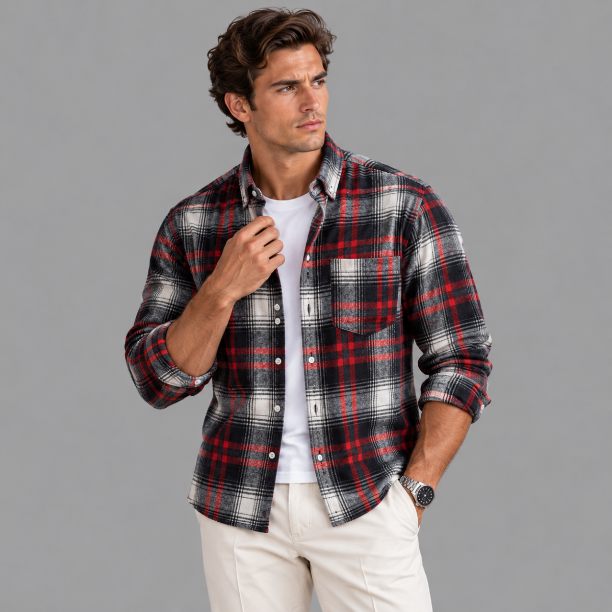 The Cuneo Men’s Plaid Lightweight Flannel Shirt