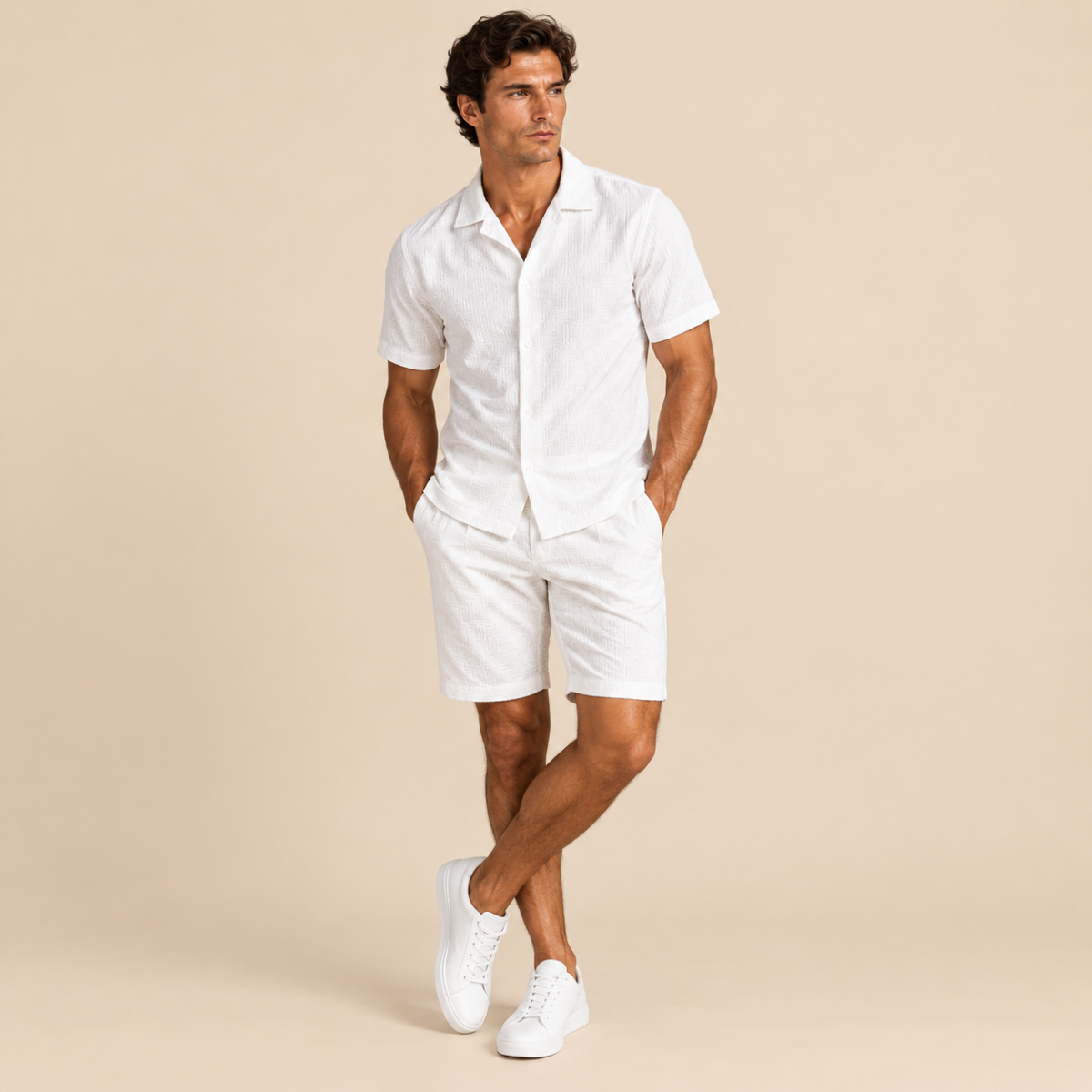 The Ashbourne Men’s Trendy Summer Button-Up Shirt & Shorts Set