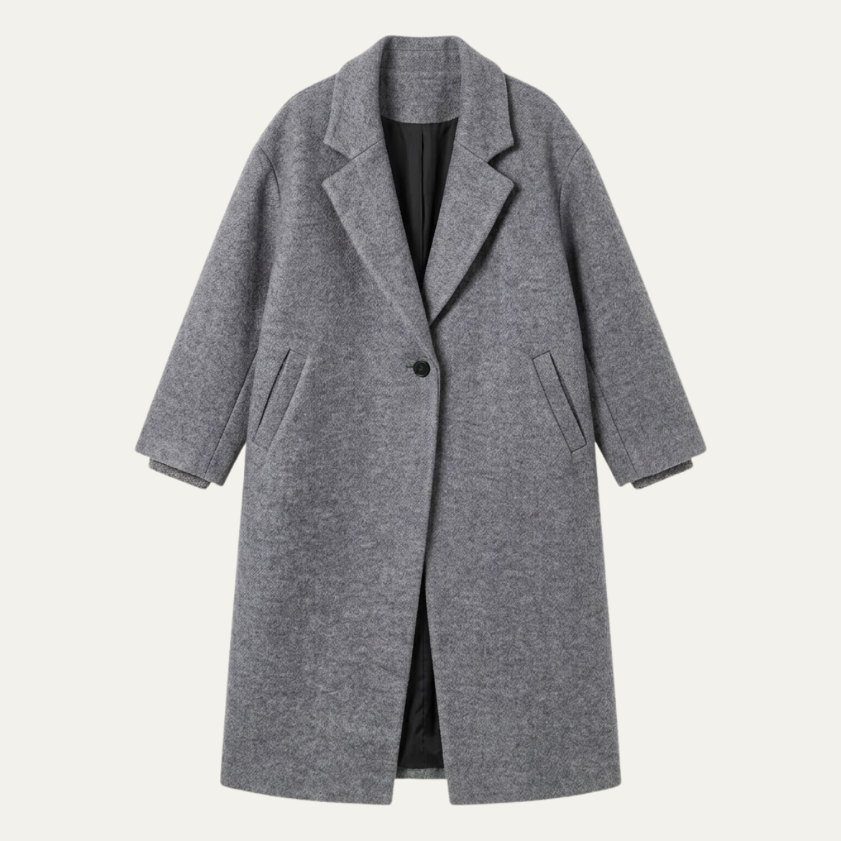Women's Oversized Wool Coat – Long Single Breasted Winter Overcoat