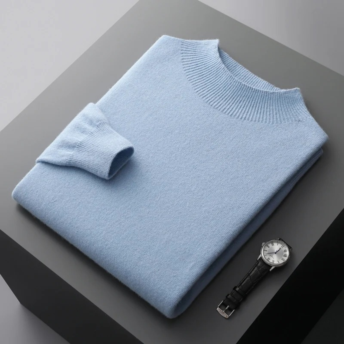The Taranto Men’s Plain Mock Neck Knit Sweater