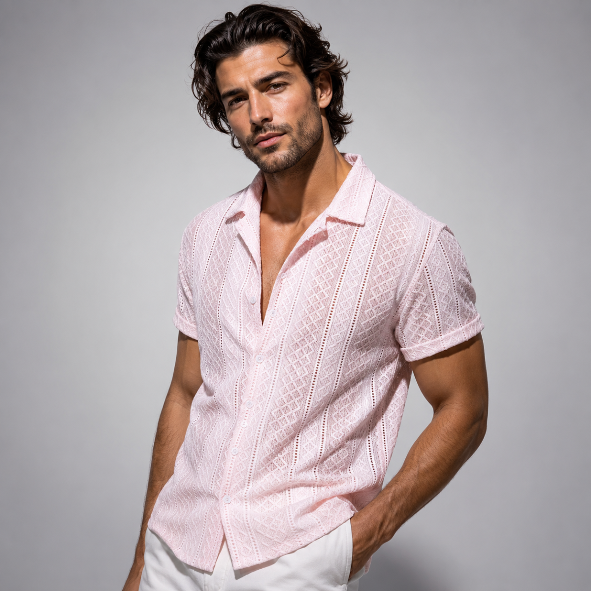 The Foxbrook Men’s Soft Textured Button-Up Shirt