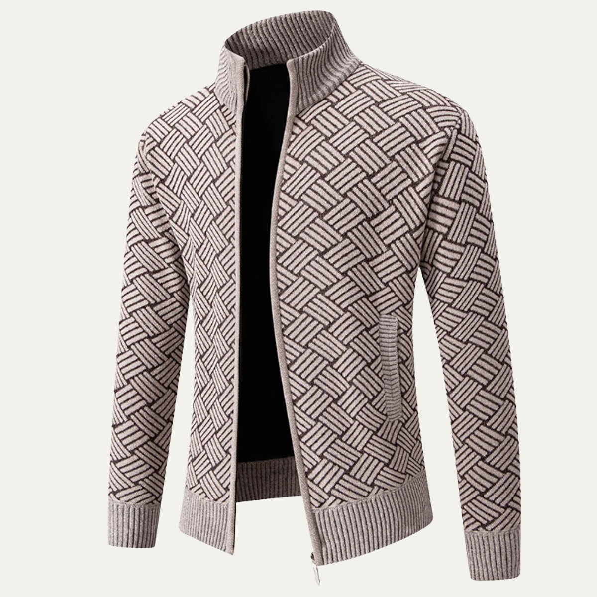 The Brackenridge Men’s  Warm Fleece Lined Thick Knitted Full Zip Jacket
