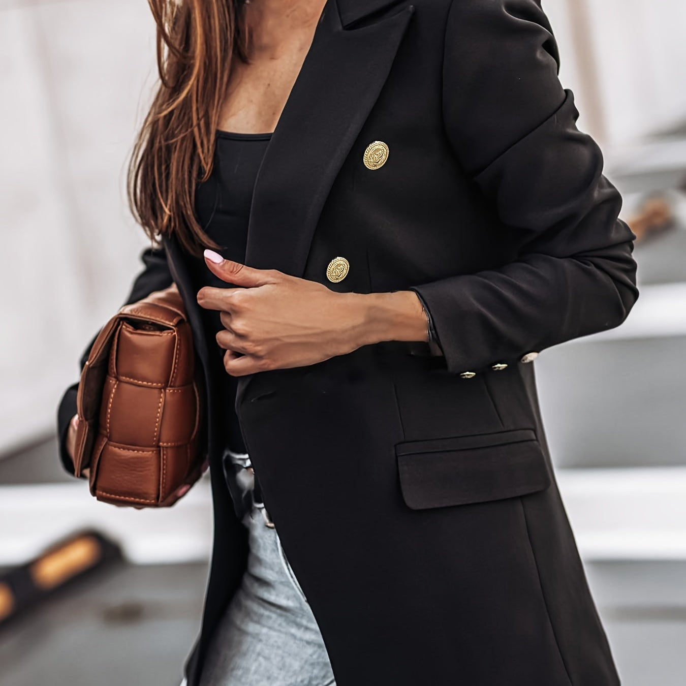 Women's Twin Row Blazer in Black or White