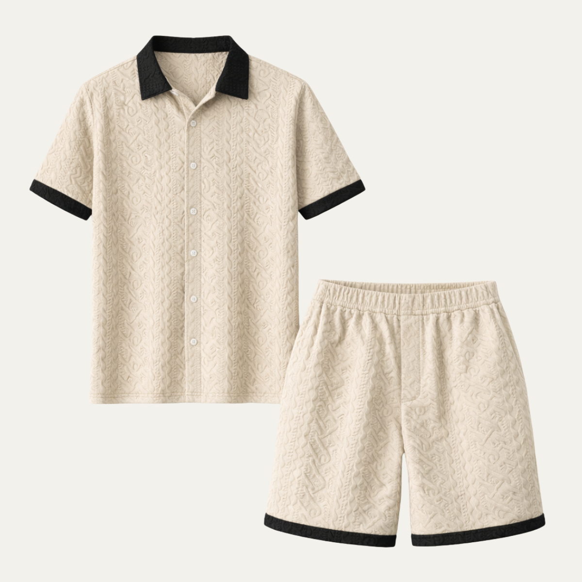 The Brookridge Hill Men’s Textured Lightweight Summer Set – Shirt &amp; Shorts Set