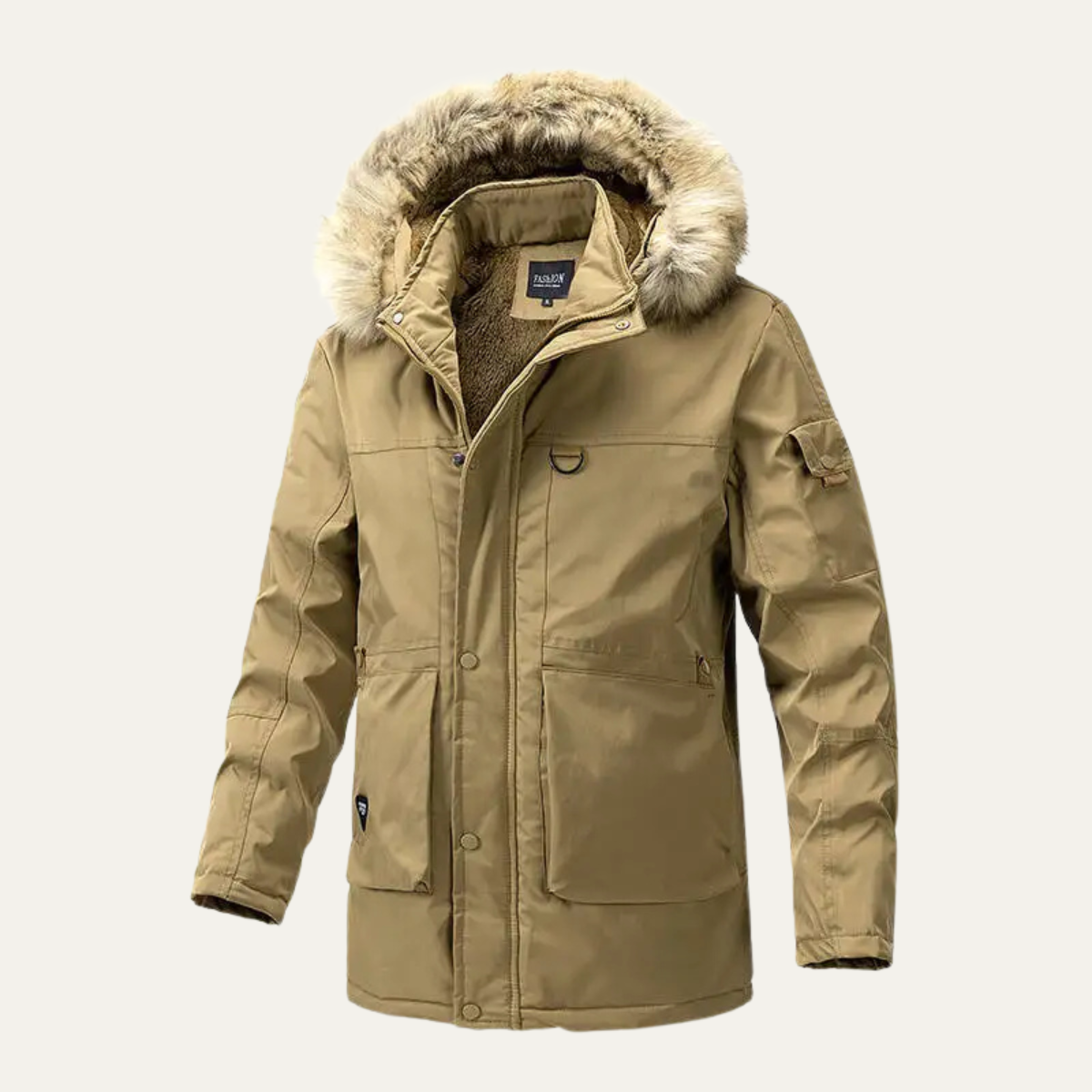 The Tropea Men's Hooded Padded Cotton Jacket with Fur Collar