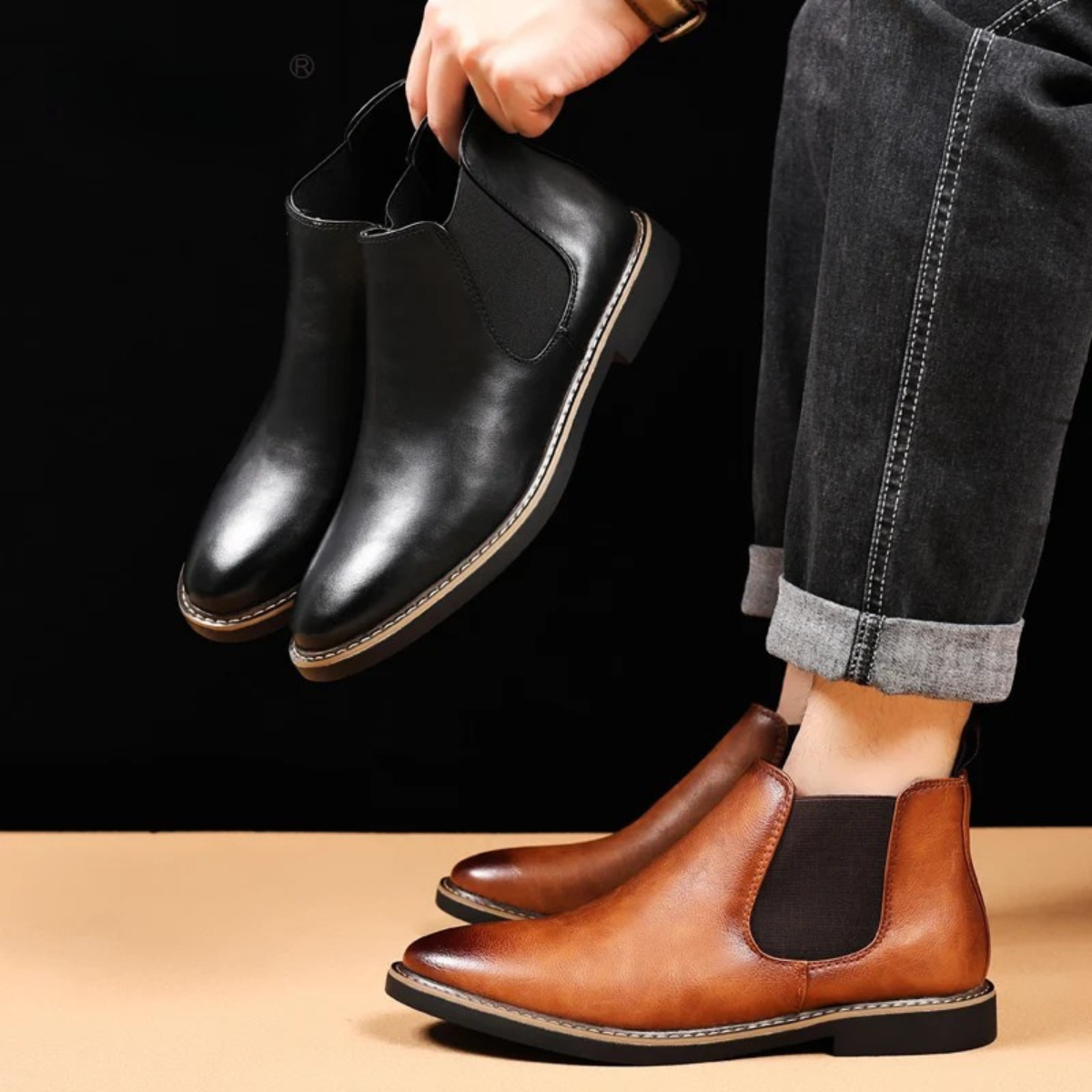 The Bergamo Men’s Slip On Vintage Leather Chelsea Boot