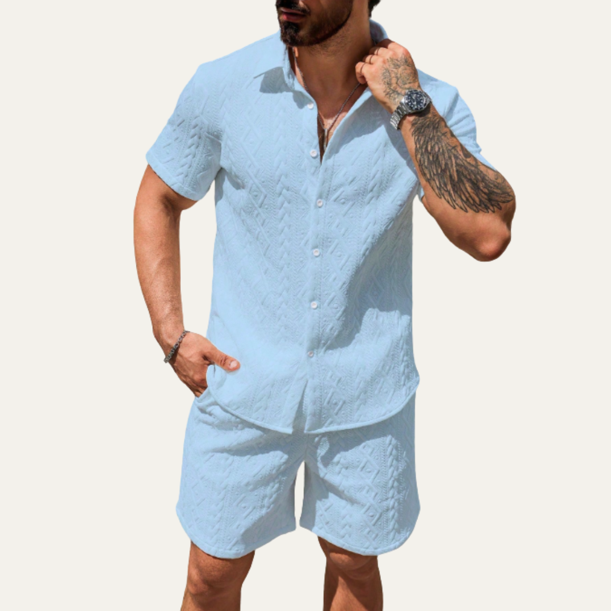 The Willowgate Ridge Men’s Knitted Summer Co-Ord Set Shirt & Shorts