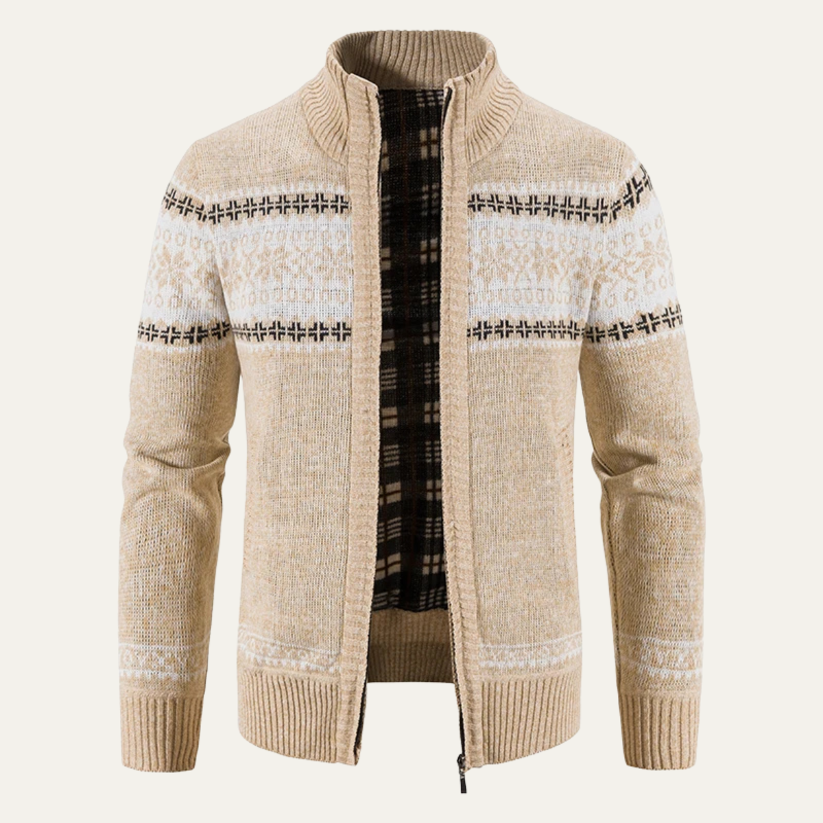 The Castello Men’s Knitted Zip Up Cardigan with Cable Pattern