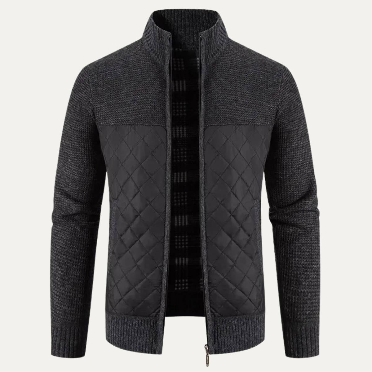 The Benevento Men's Slim Fit Stand Collar Warm Cardigan