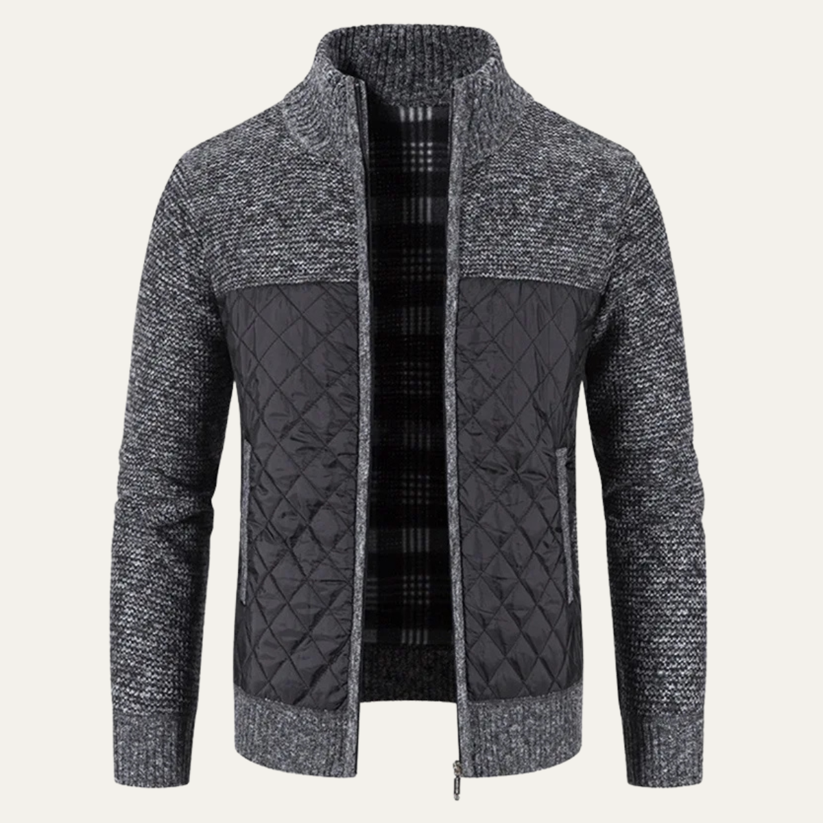 The Benevento Men's Slim Fit Stand Collar Warm Cardigan