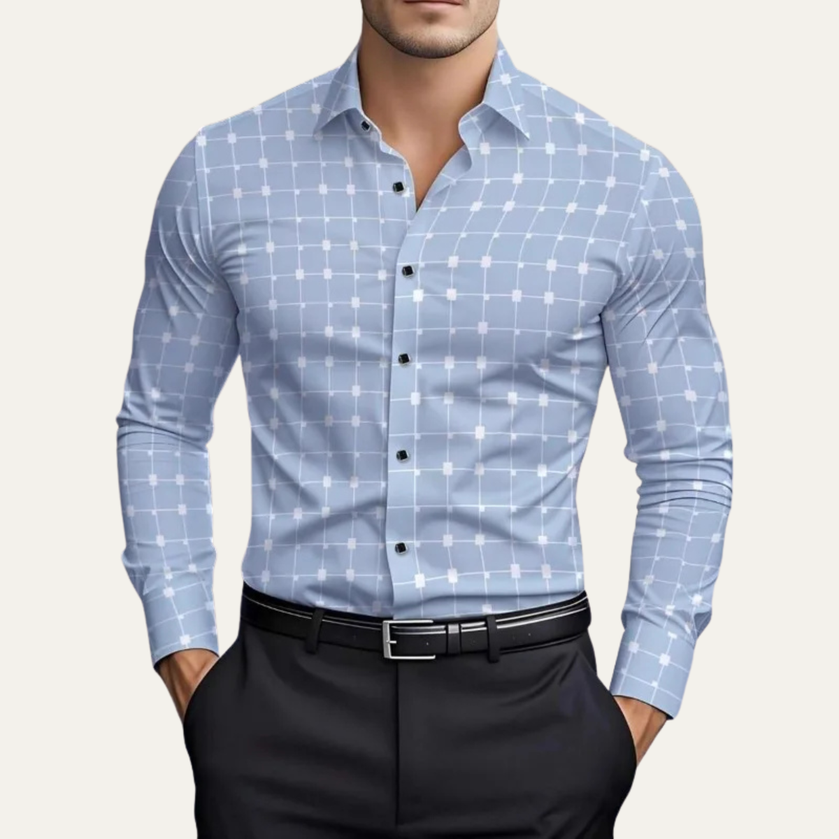 The Caserta Men’s Slim Fit Check Print Dress Shirt