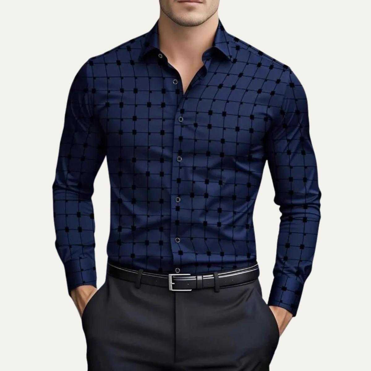 The Caserta Men’s Slim Fit Check Print Dress Shirt