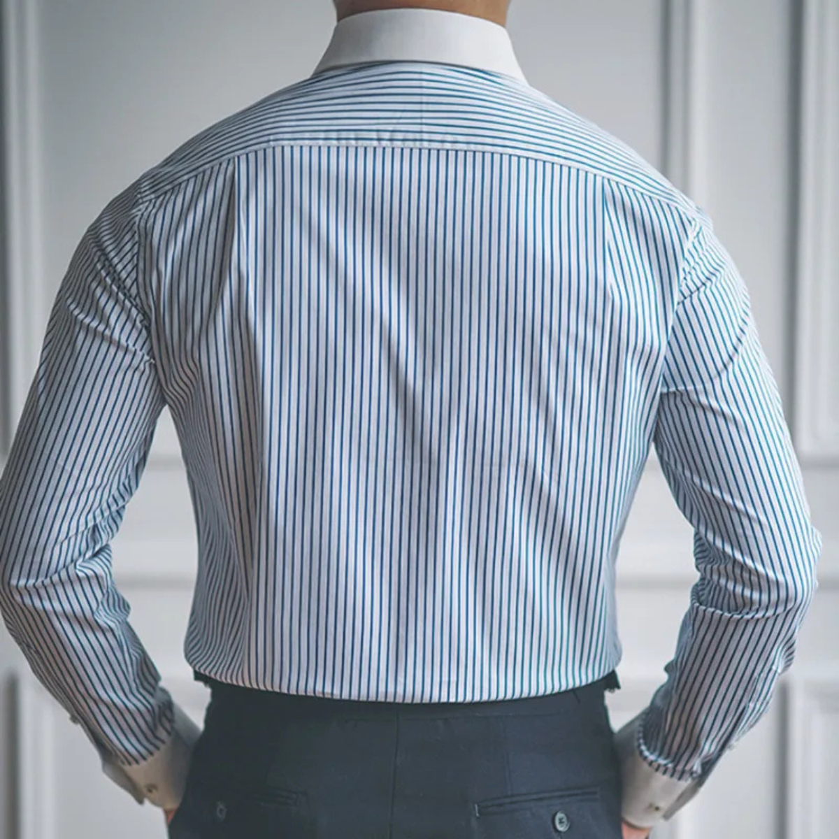 The Posillipo Men’s Classic Blue Stripe Dress Shirt