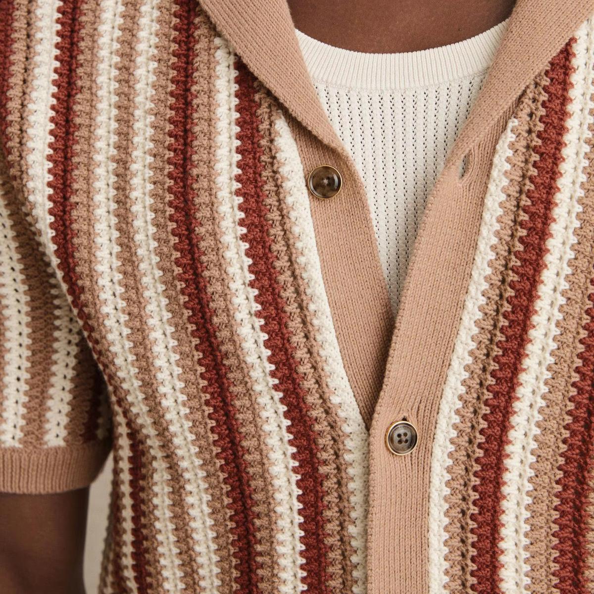 The Cedar Ridge Men’s Vintage Stripe Knit Button-Up Shirt
