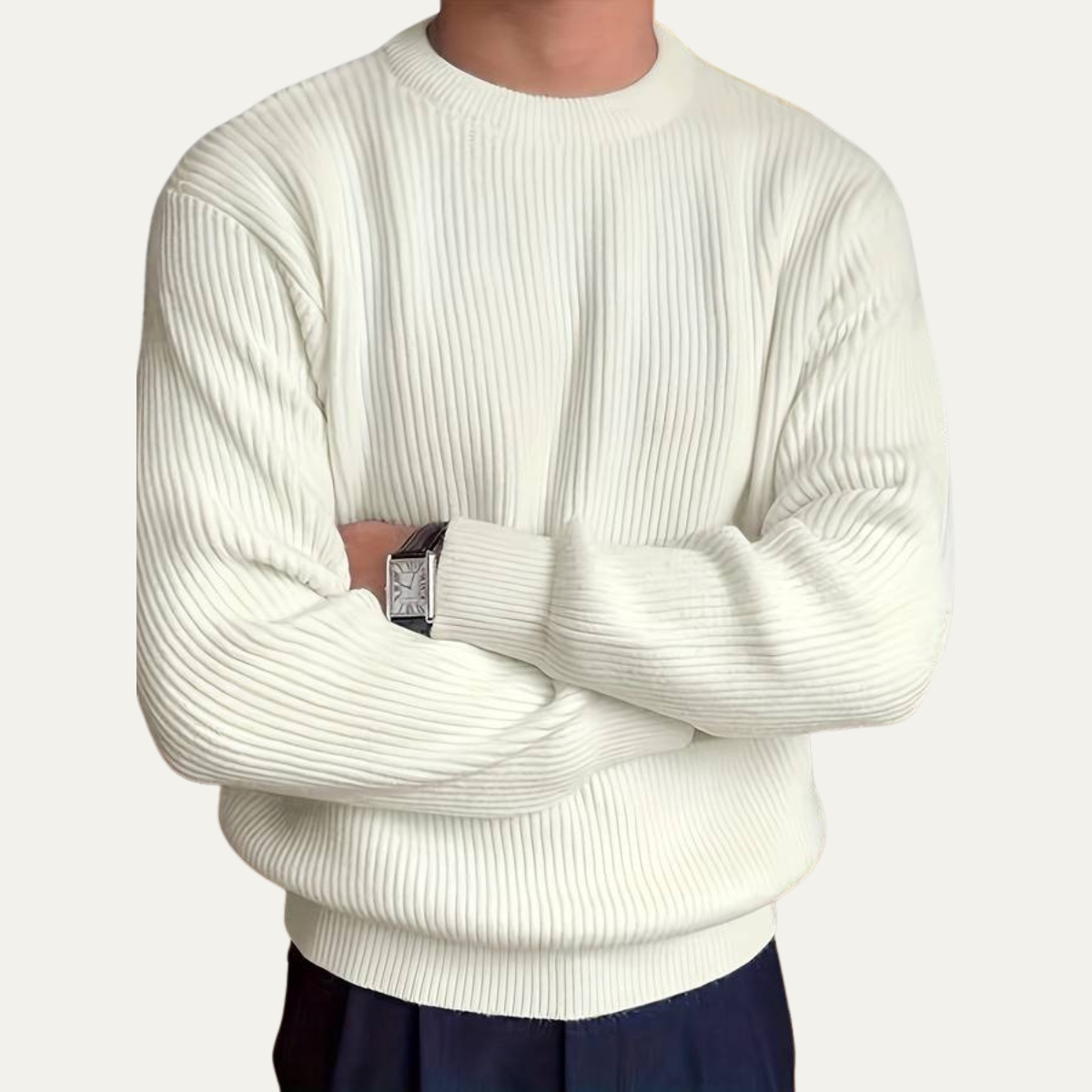 The Edinburgh Men's Classic Ribbed Knit Crew Neck Sweater