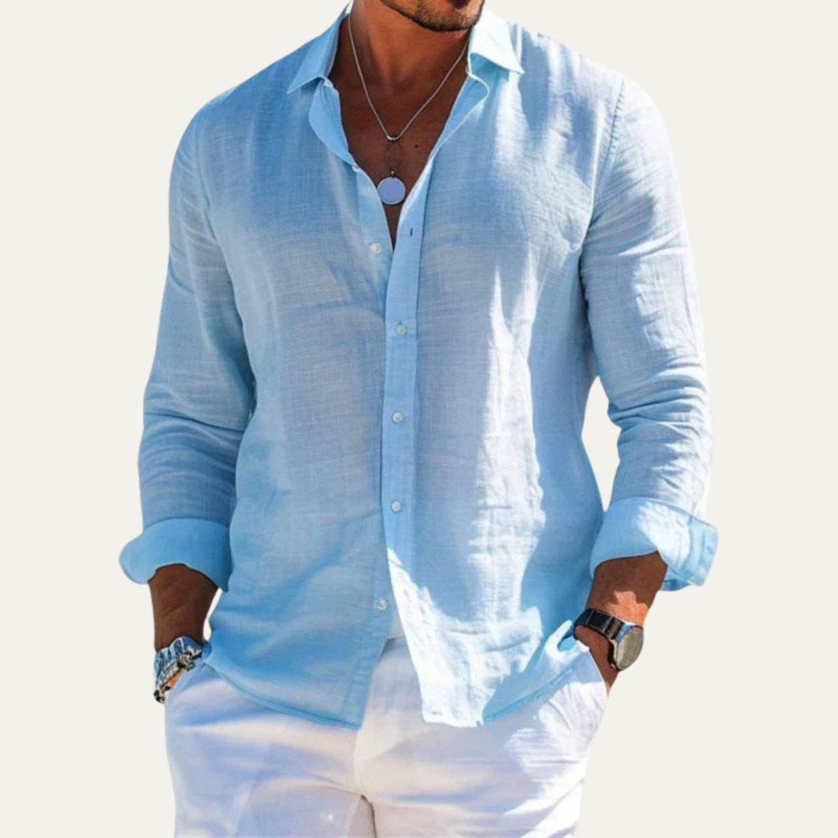 The Silverpark Ridge Men’s Cotton Linen Casual Lapel Shirt