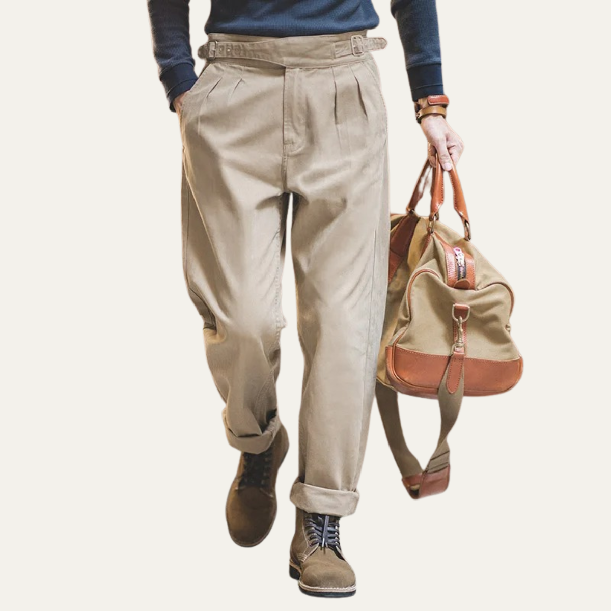 The Como Lago Men's Vintage High Waisted Cargo Gurkha Pants