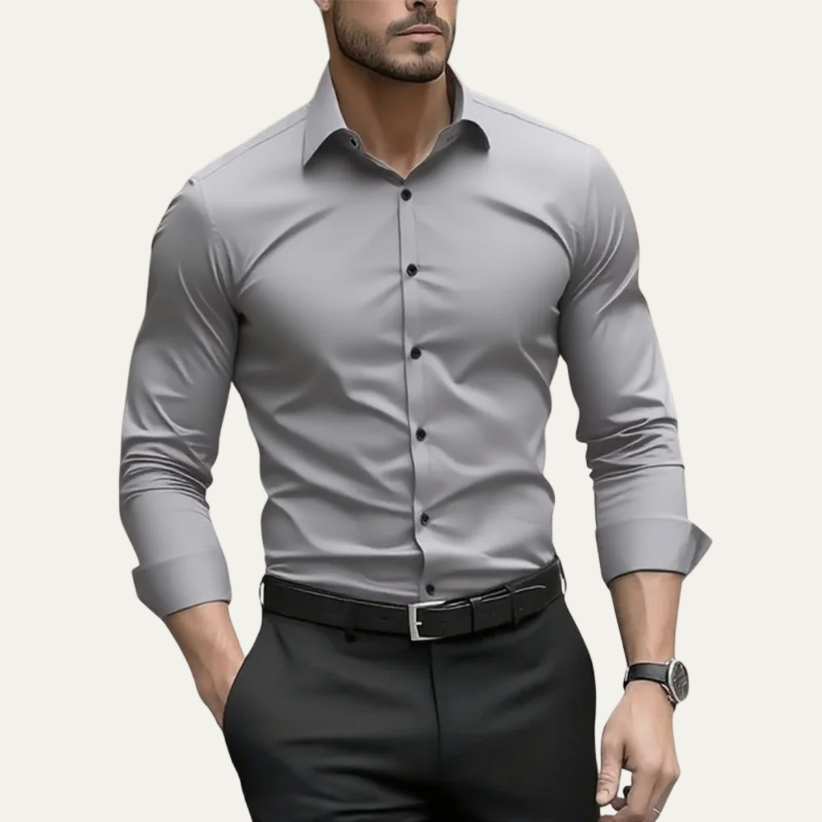 The Pantelleria Men's Elegant Solid Color Business Shirt