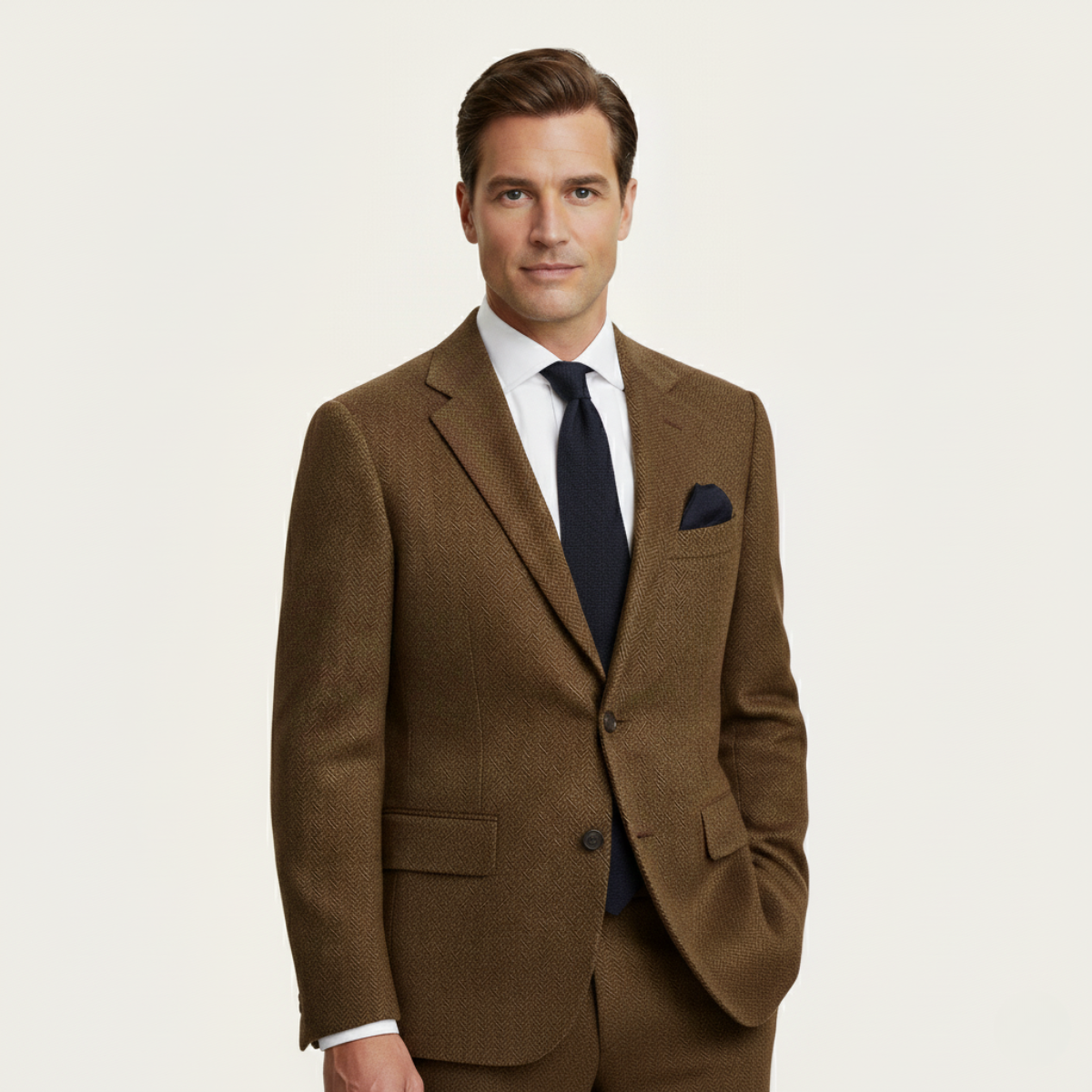 The Berwick Men’s Brown Smart Casual Tweed Blazer Coat