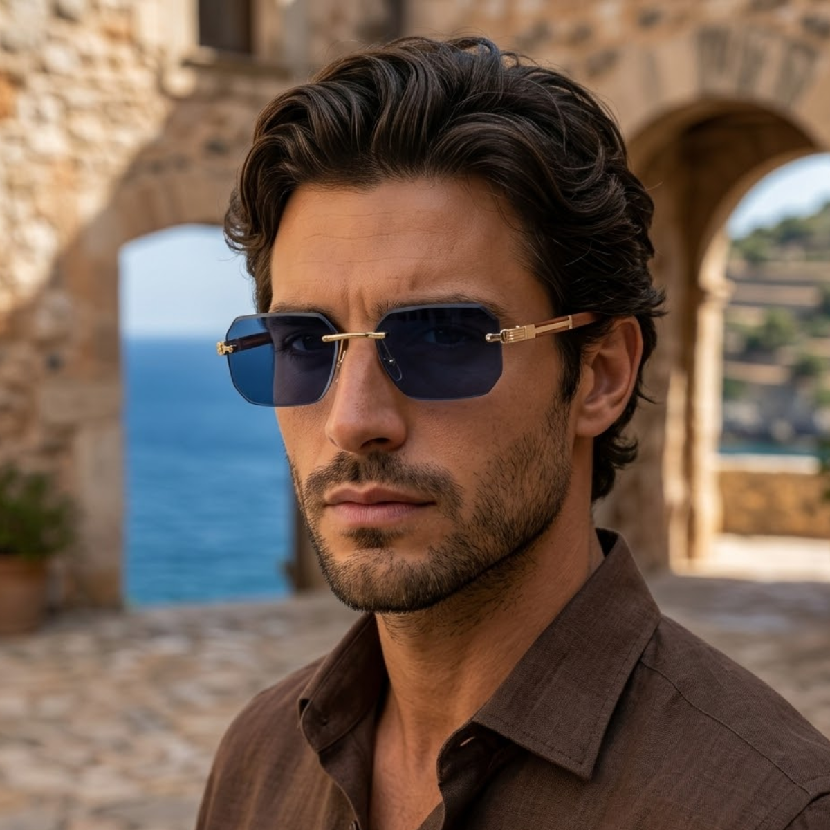The Montclair Men's Vintage Rimless Sunglasses