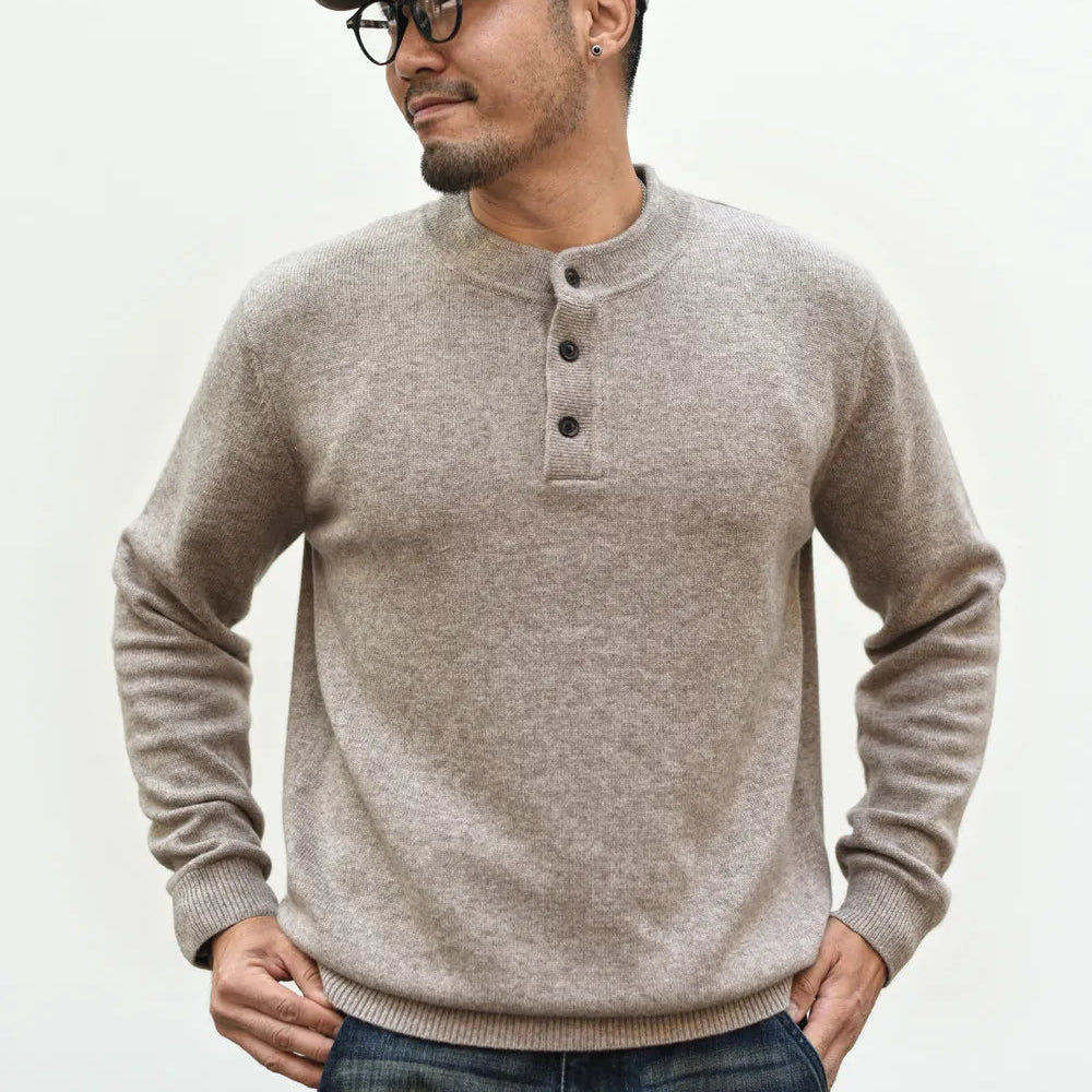 The Masham Men's Henley Knit Sweater with Button Neck