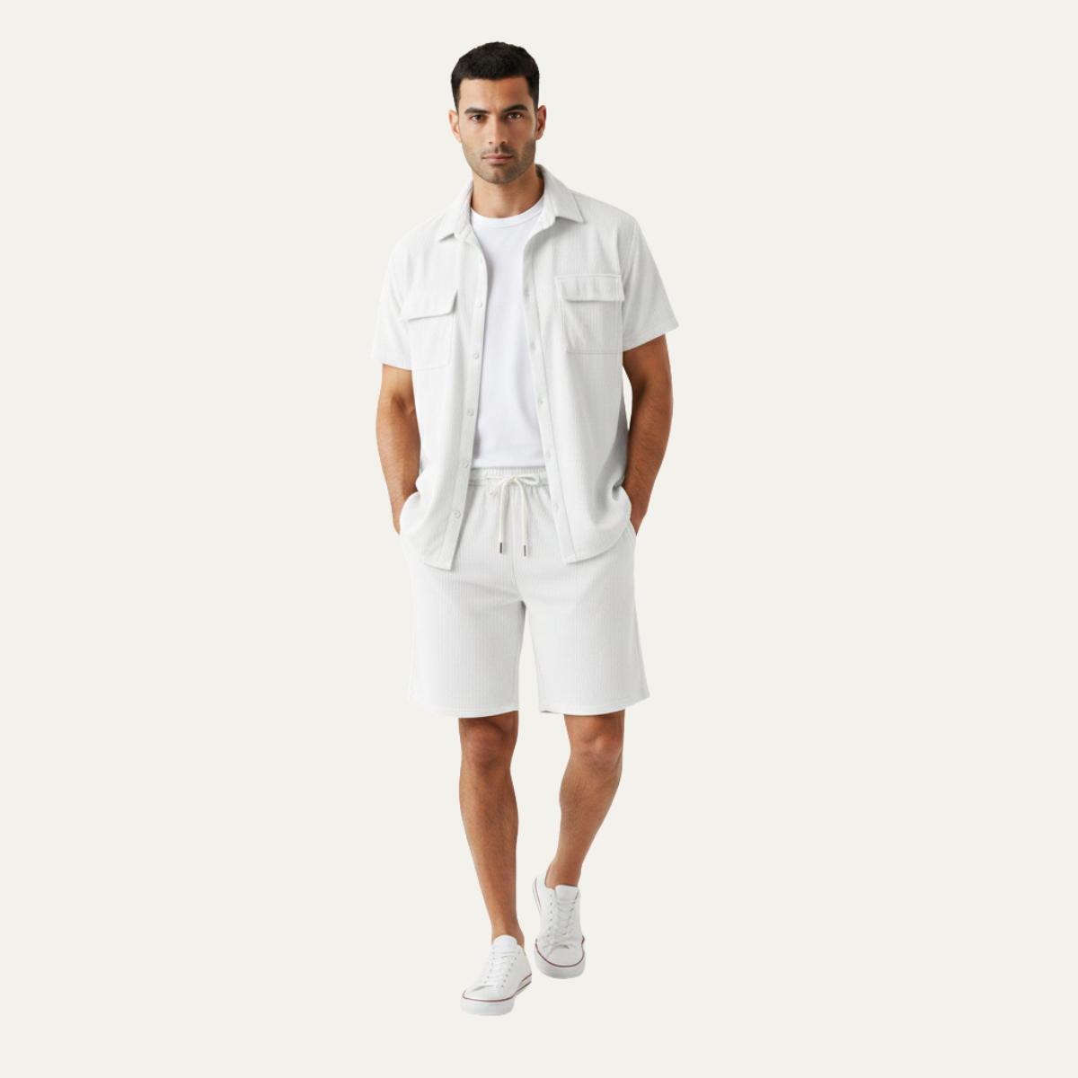 The Ridgecrest Park Men’s Corduroy Casual Summer Set – Shirt & Shorts