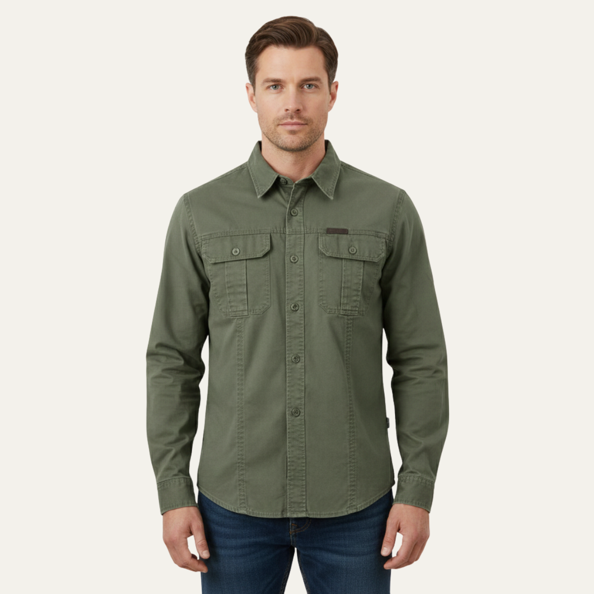 The Ashton Ridge Men’s Solid Colour Multi Pocket Cotton Cargo Shirt