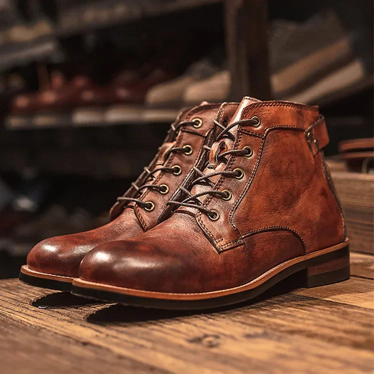 The Lucca Men’s Lace Up Vintage Leather Ankle Boots