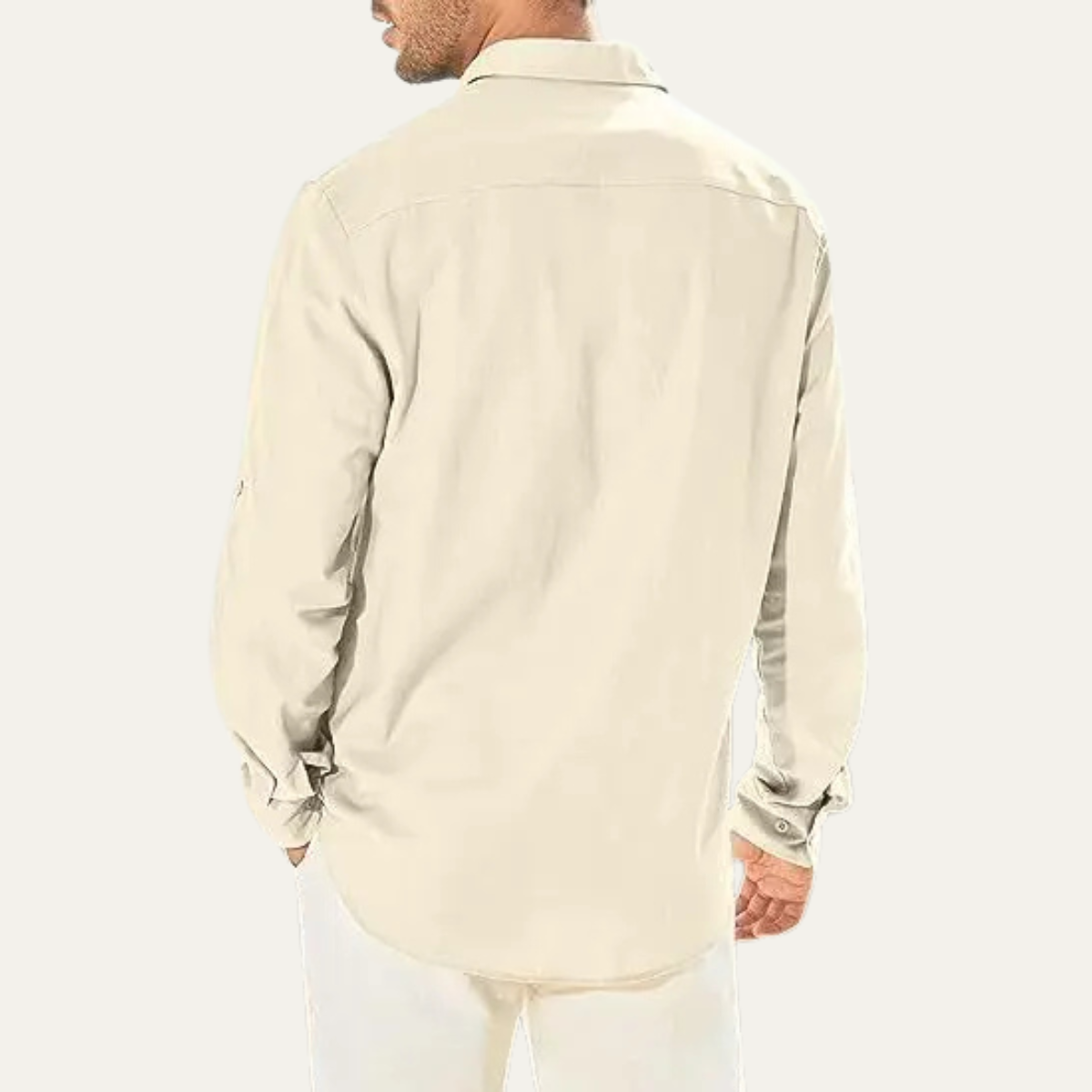 The Riccione Men’s Cotton Linen Double Pocket Button Up Cargo Shirt