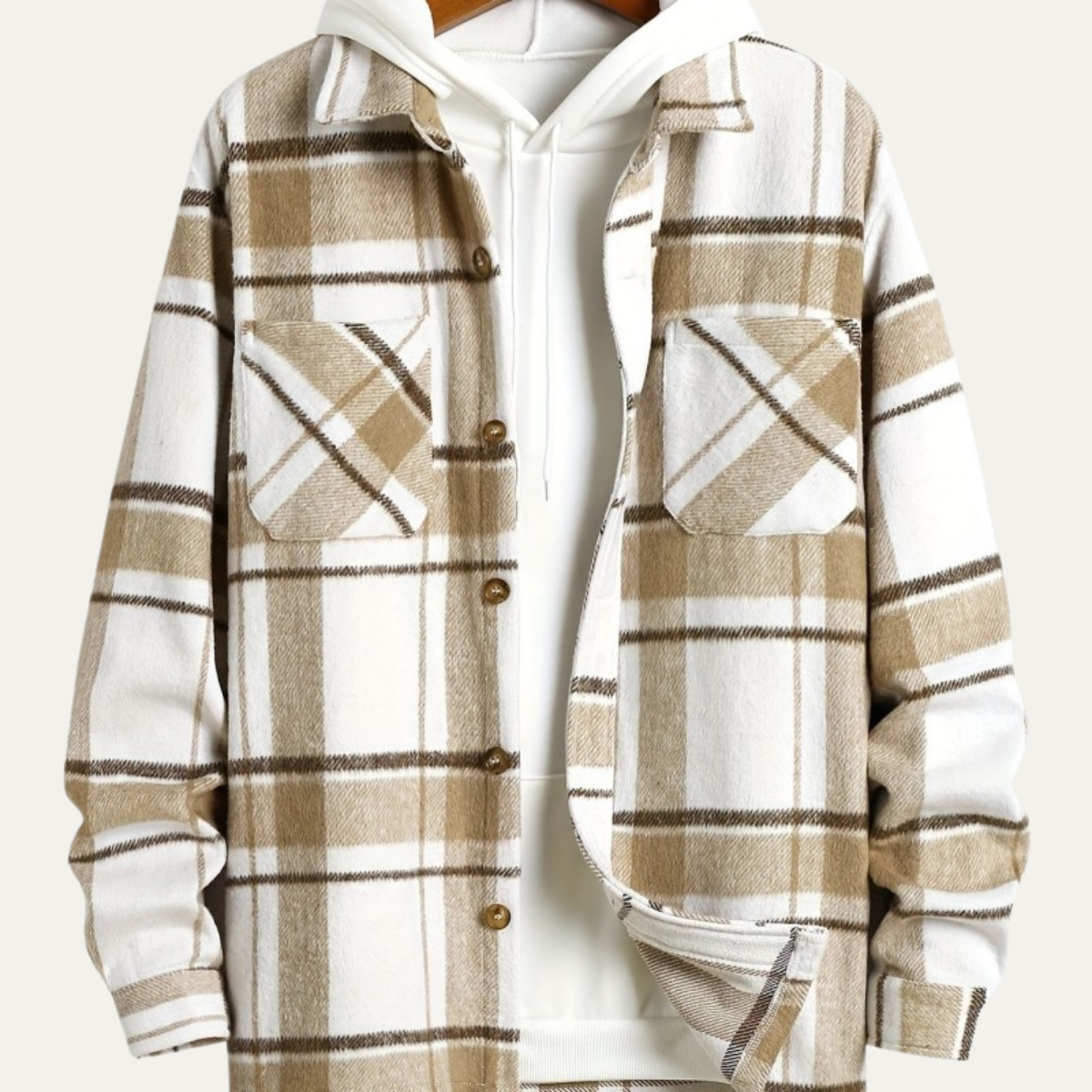 The Piacenza Men’s Vintage Plaid Fleece Shirt Jacket with Pockets