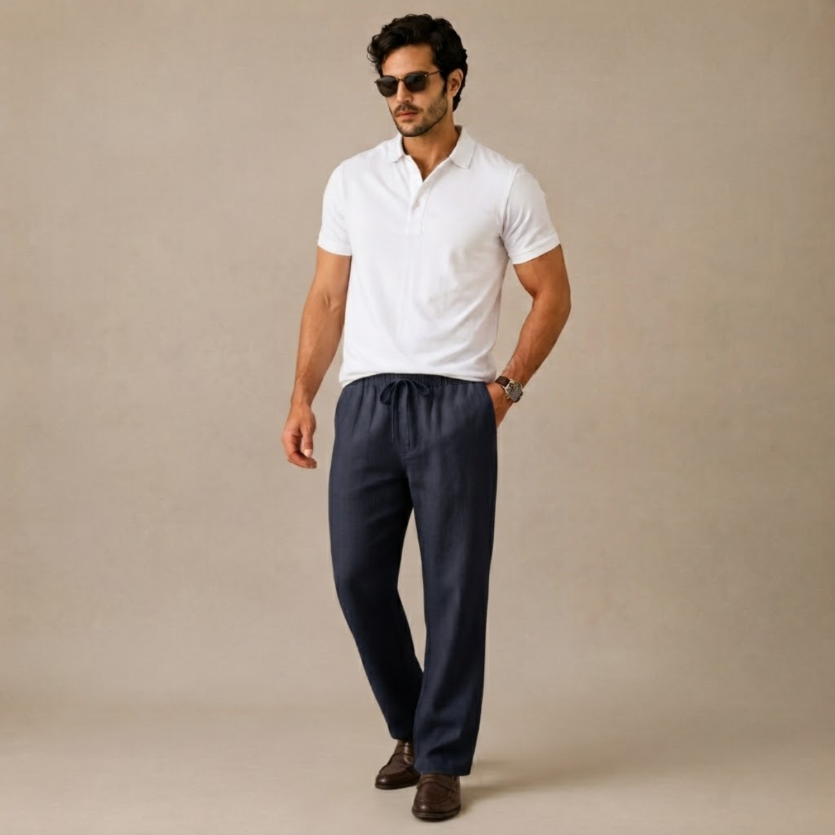 The Cedarhill Men’s Soft Linen Wide Leg Casual Pants