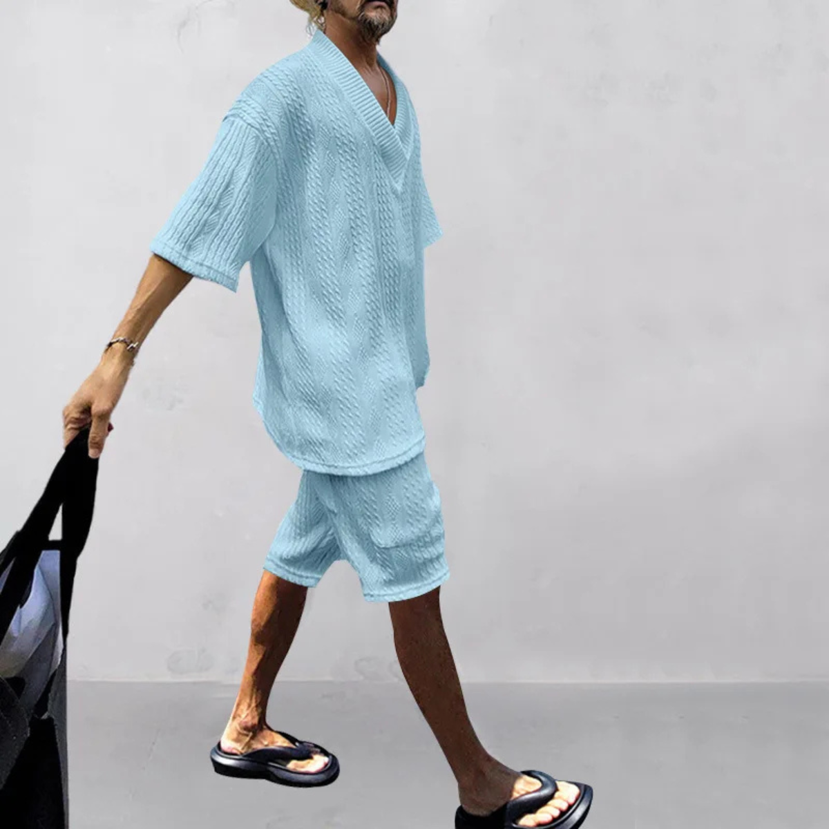 The Redwood Park Men’s Light Summer Knitted Set – Polo Shirt & Shorts
