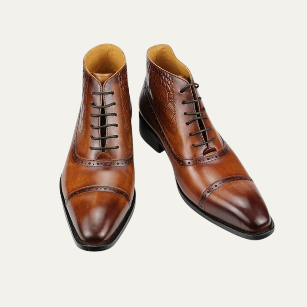 The Capo Vaticano Men’s Formal Leather Brogue Lace Up Ankle Dress Boots