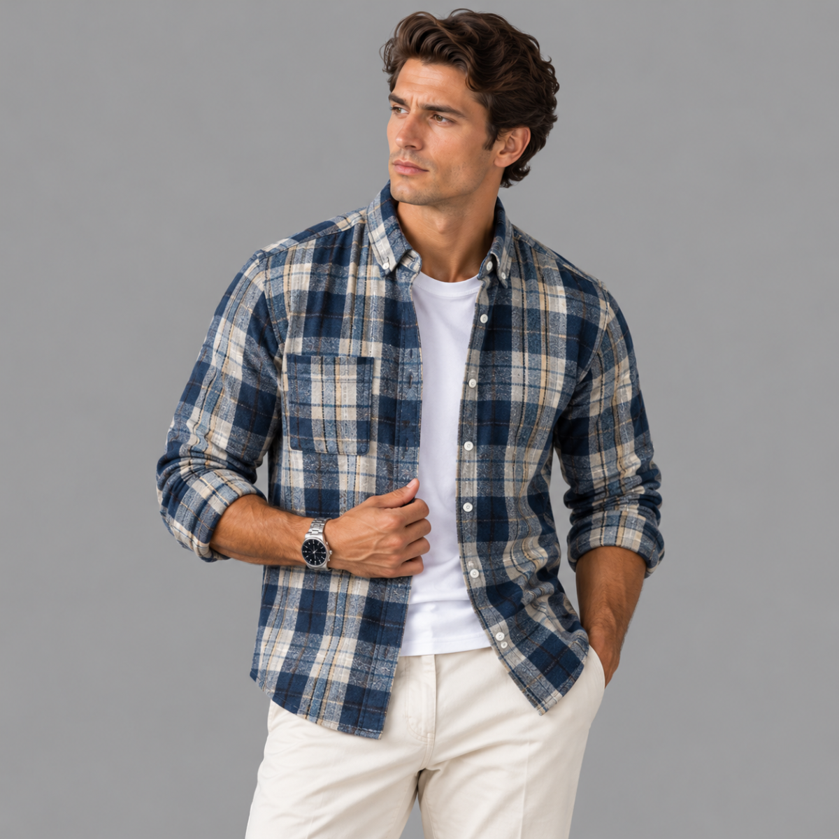 The Cuneo Men’s Plaid Lightweight Flannel Shirt