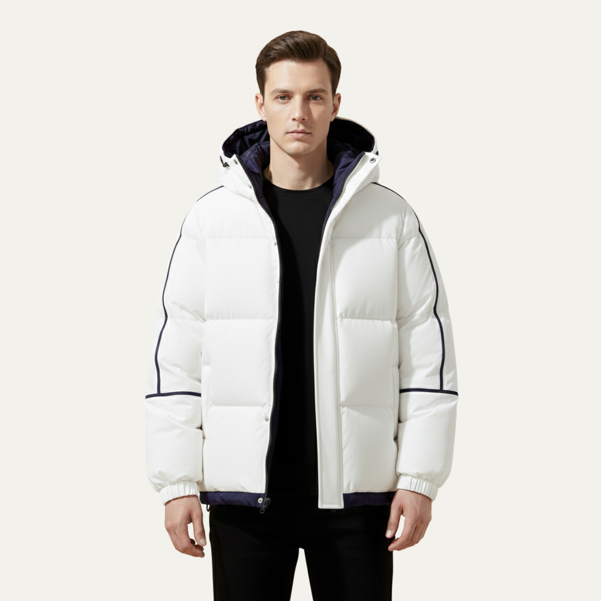 The London Men's  Waterproof Puffer Jacket - Luxury Hooded Winter Coat