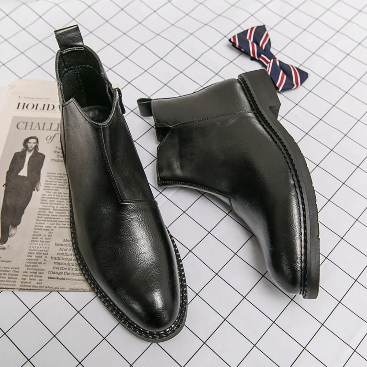 The Etna Rosso Men’s Classic Genuine Leather Ankle Shoes